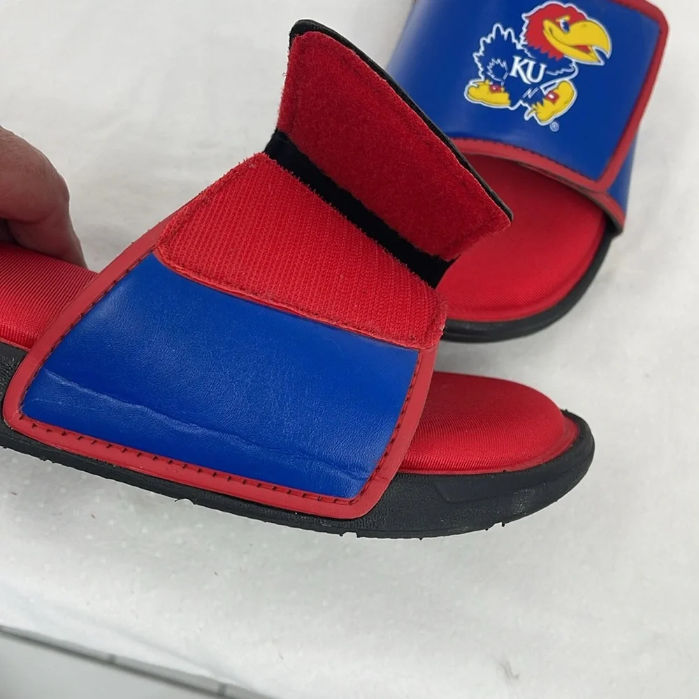 KU MENS SIZE 9-10 Red and Blue Slide Sandals